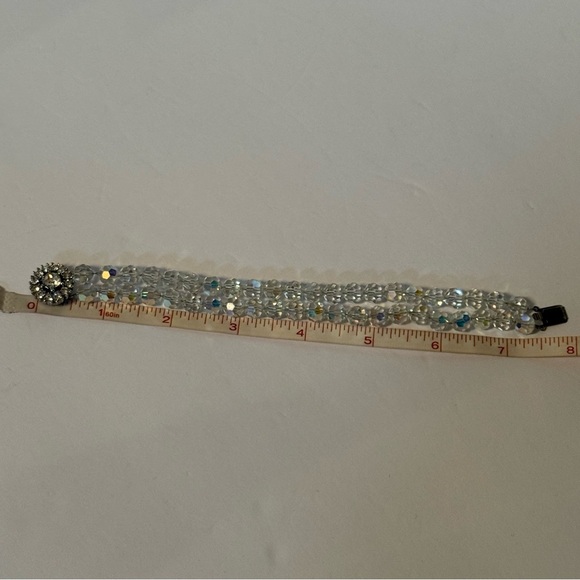 BERGERE BRACELET 2 STRAND CRYSTAL AURORA BOREALIS VINTAGE SIGNED 7.5” RHINESTONE - Picture 5 of 9